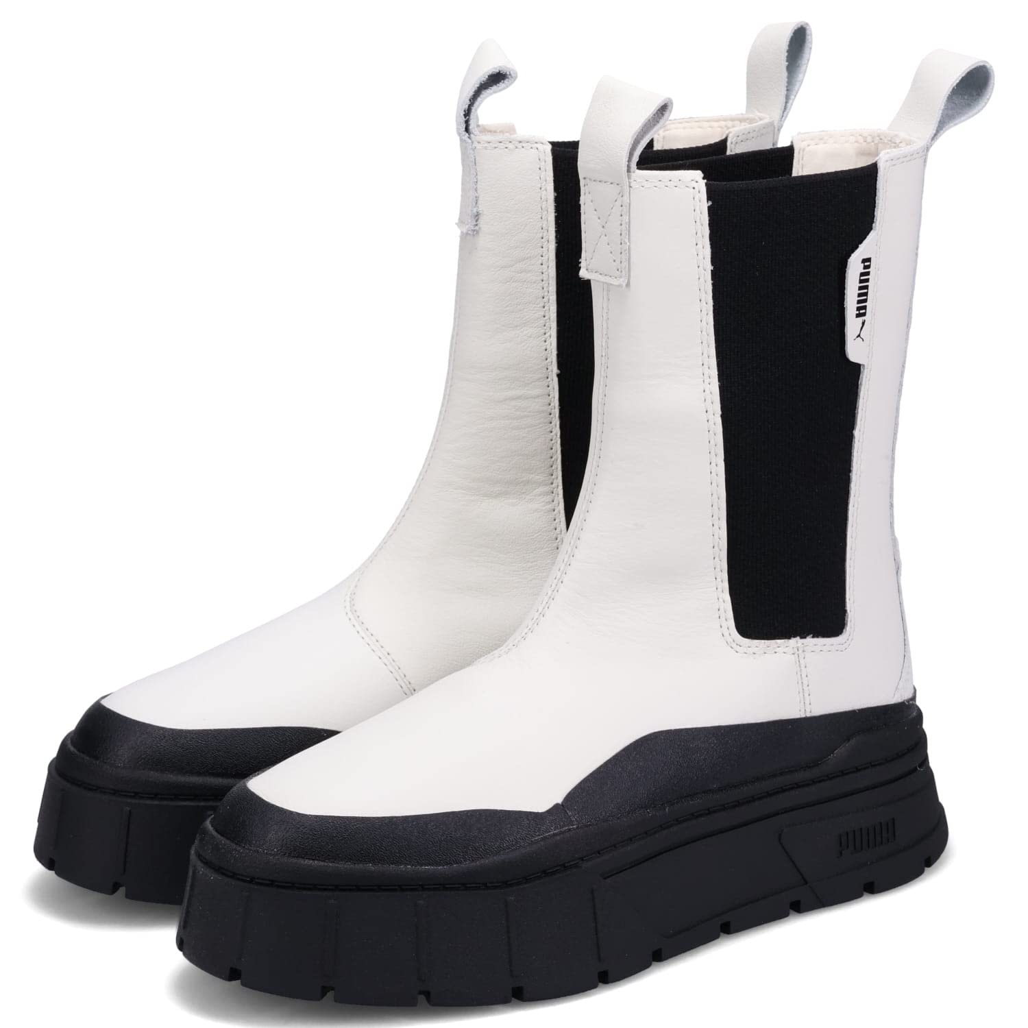 Puma sztyblety skórzane Mayze Stack damskie kolor biały na platformie 386272-01