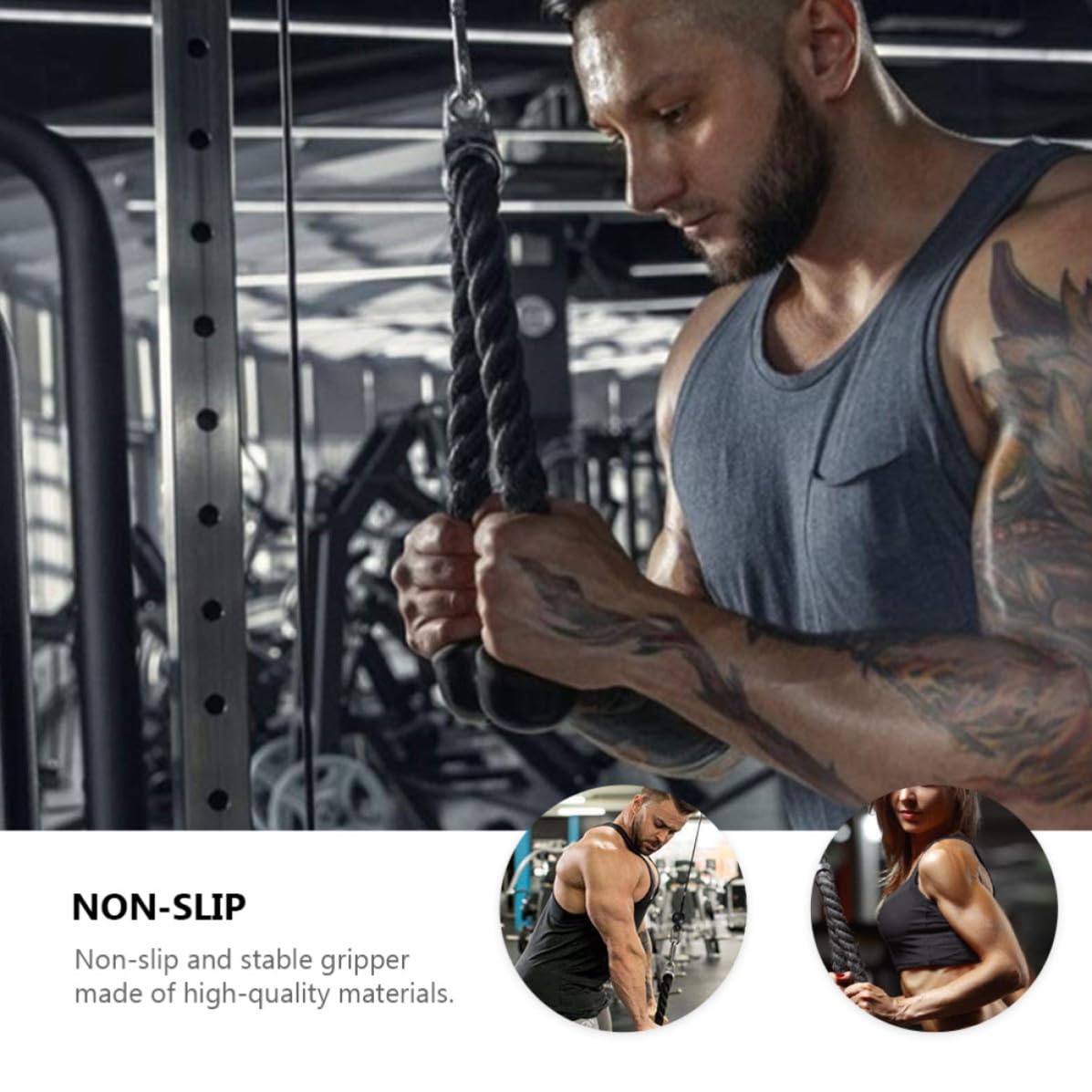 HOMSFOU Set 8 Pezzi Pulegge per Allenamento Braccia in Acciaio Inossidabile e Pu, Attrezzatura Fitness per Esercizi Addominali e Braccia, per Home Gym