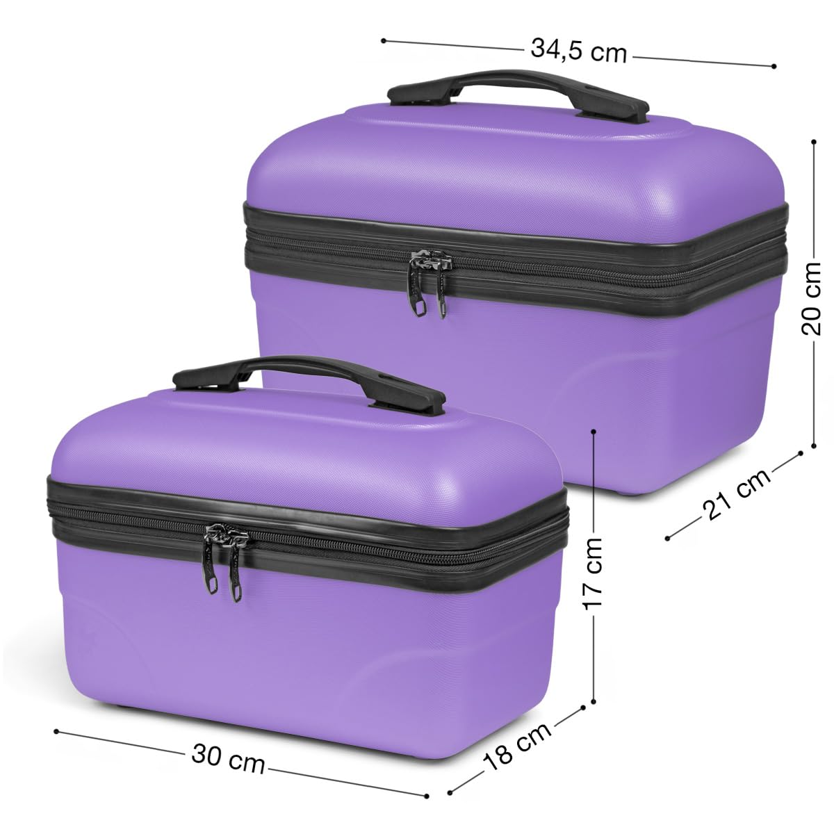 2er-Set Große starre Waschtisch-ABS-Schale - Kulturbeutel/Make-up-Etui 35 cm