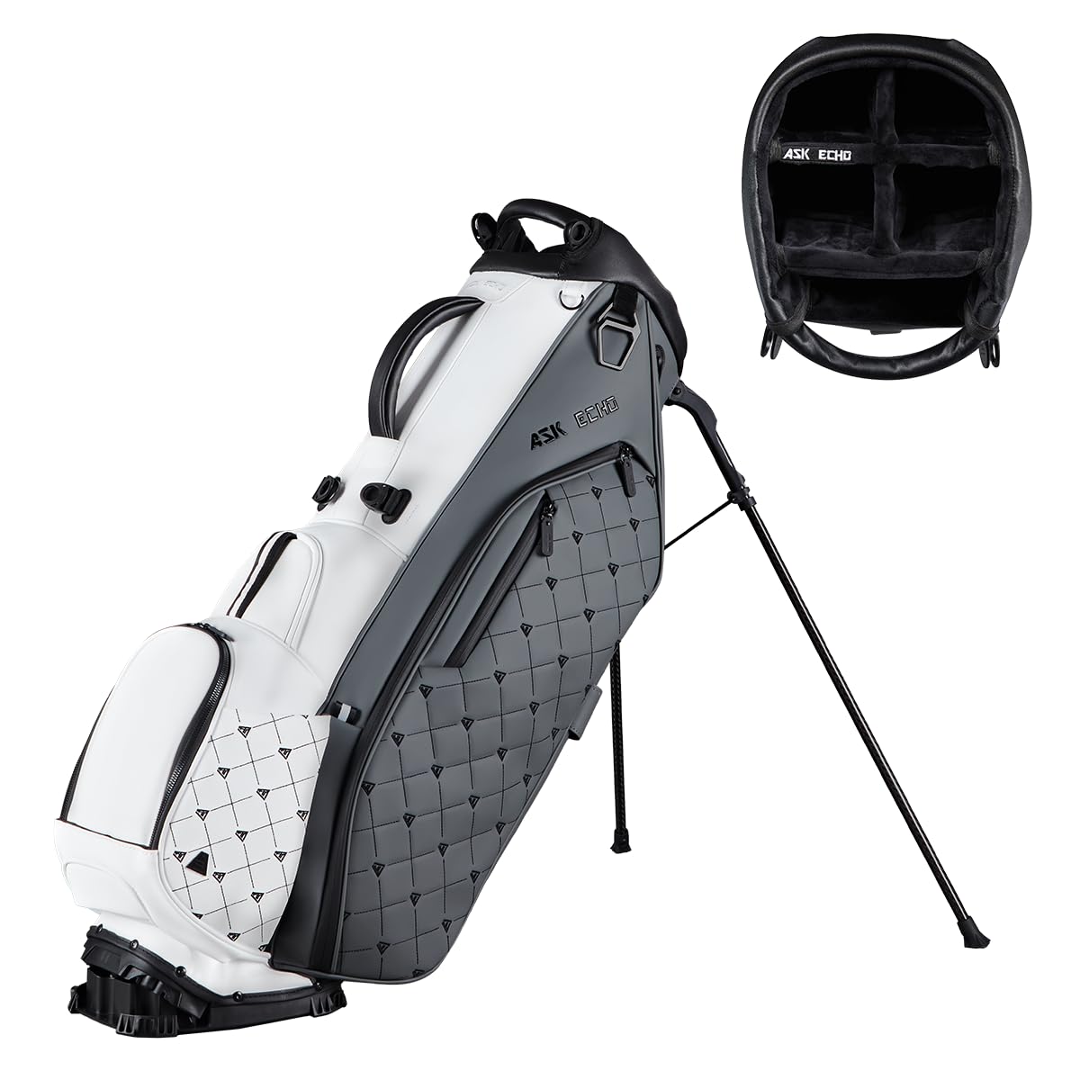 ASK ECHO Golf 2025 Prestige-5 Way Lightweight Leather Stand Bag