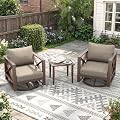 MAISON BACKYARDS Aluminum Outdoor Patio Furniture Set with Swivel Chairs, 3-Piece Outdoor Sectional with 5.2" Thick Cushions, Patio Conversation Sets for Backyard,(Brown,2 Seats)