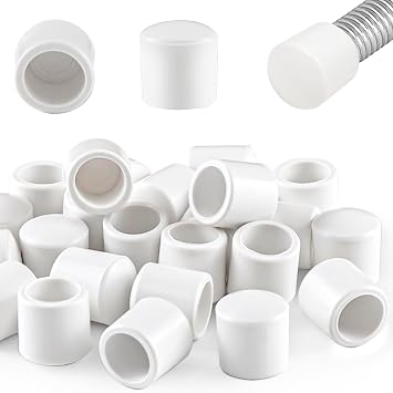 25 Pack Door Stop Tips & Caps 0.39" White Rubber Door Stop Replacement - Universal Door Stopper Rubber Tip,Bumper Spring/Hinge Wall-Mount Door Bumper Protector,Quiet Close Baseboard Wall Protection