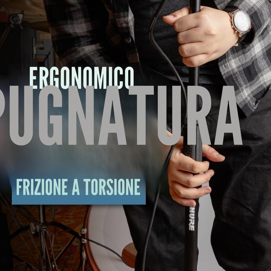 Shure by Gator, Asta Microfonica con Base Rotonda e Frizione a Torsione Regolabile in Altezza; (SH-RBMICSTAND12)