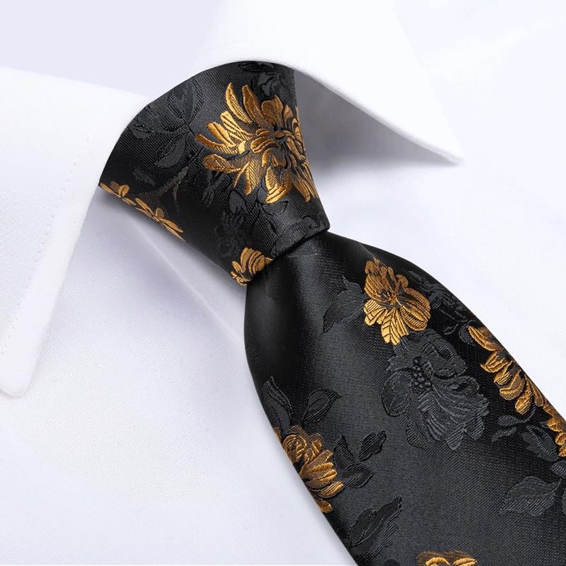 Corbata de seda para hombre con pañuelo y accesorios miniatura 4