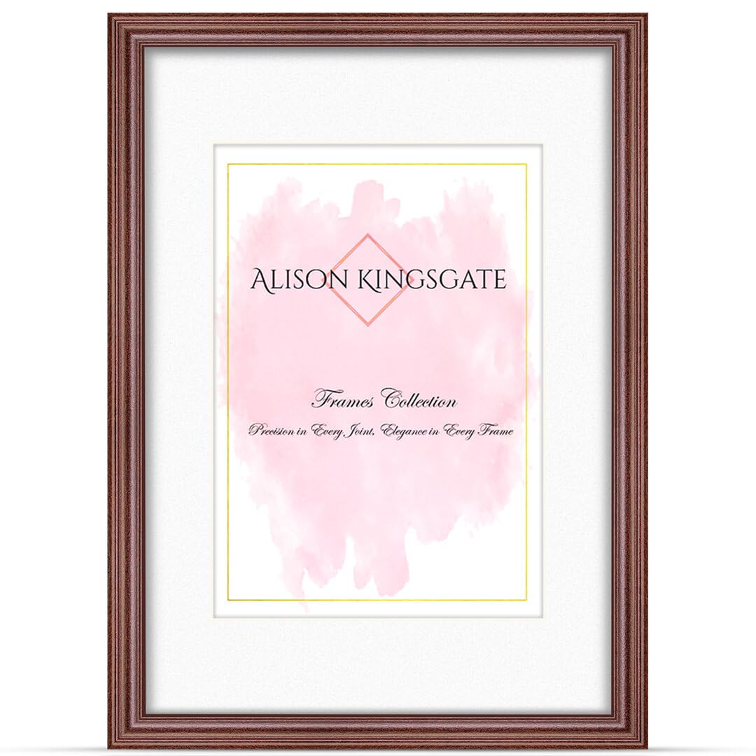 Alison Kingsgate A2 Rose Wood Picture Frames with Mount for A3 Photo - Engineered Wood Photos Frame with Precision Cut Cardboard Mount -Ideal for Posters - Multiple Sizes & Colours Available — image 1