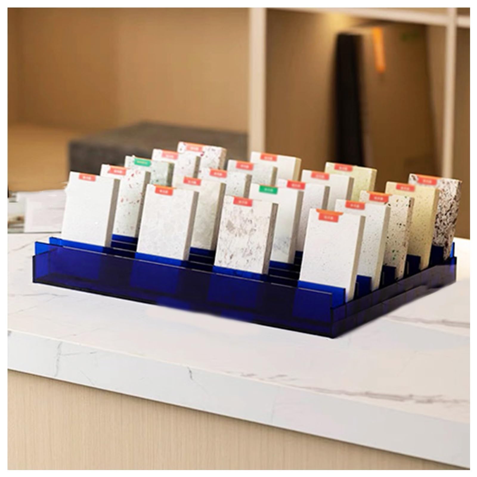 NQNFWCRJ Small Acrylic Tile Rack Floor Tile Display Stand for 30 Samples 10 Rows Floor Tile Display Rack for Building Material Samples Multi-Color