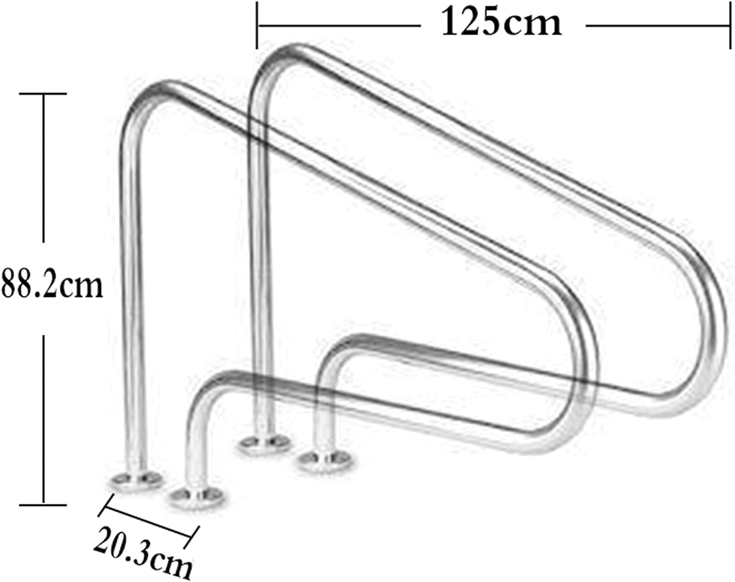 Genérico Barandilla para Piscina Pasamanos para Piscina Manijas de Escalera de Acero Inoxidable 304 Soportes para pasamanos Adecuado para Piscinas sobre el Suelo/jardín en el Patio Trasero No empotra