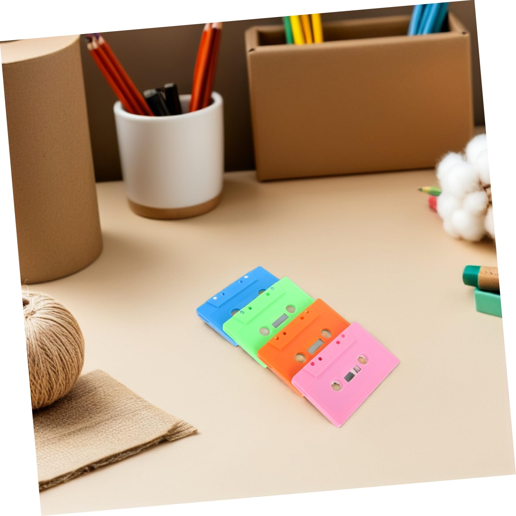 HEMOTON Leere Retro Kassetten Selbstgemacht Bunte Audiokassetten für Aufnahme Wanddekoration Vintage Kassette ohne Band Kreative Partygastgeschenke 4 Stück (orange Rosa Hellgrün Blau
