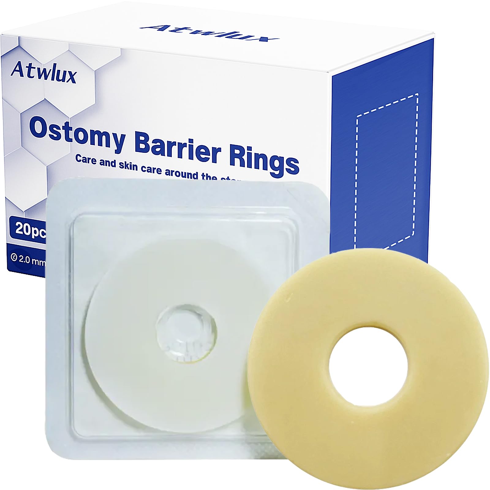 20PCS Ostomy Barrier Rings, Medical Hydrocolloid Ostomy Supplies, Moldable Ostomy Ring, Leak-Free Skin Extender Rings, Stoma Protector Seal for Colostomy Bags