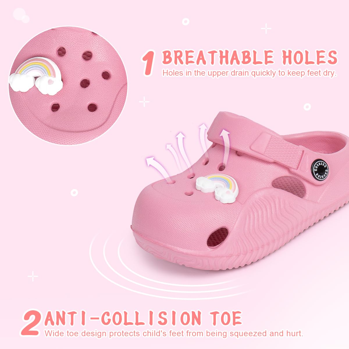 Casazoe Toddler Girls Boys Cute Garden Clogs Kids Water Sandals Slip On Shoes EVA Lightweight Outdoor Summer Slipper Slides Baby Comfort Shoes Children Indoor Shower Beach Pool Play Shoes