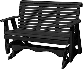 5FT Glider Amish Handmade in USA Poly Lumber wood Lancaster series Signature Roll Back Porch Glider Heavy Duty Everlasting PolyTuf HDPE with No wood fibers and 1000 lbs Limit,Stainless Steel hardware