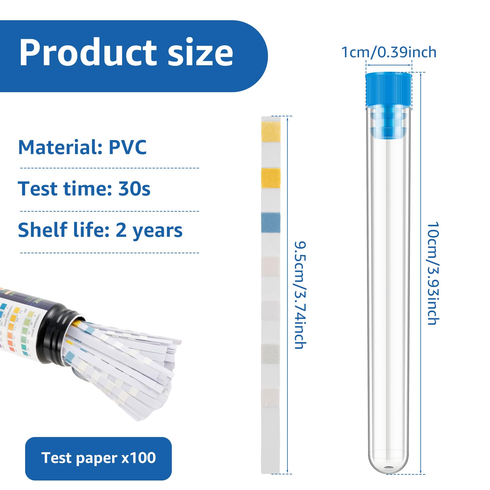 100 Stück Aquarium-Teststreifen für Aquarien, schnell und präzise, mit Reagenzglas, Wassertest-Kits, Aquarium-Teststreifen für Karbonatwurzel, pH-Härte