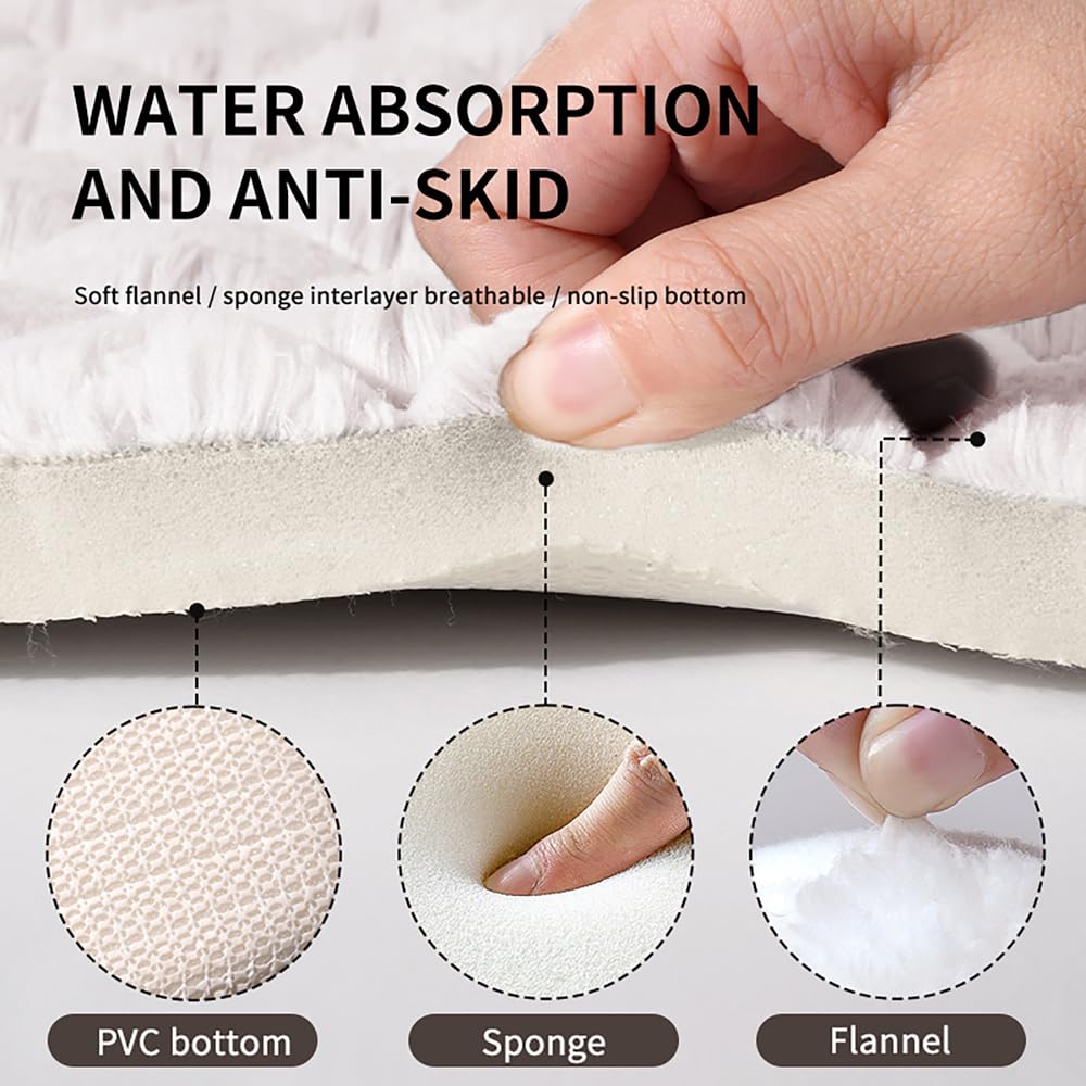 Alfombra de baño de algodón antideslizante de alta densidad ultra absorbente (gris, 50 x 80 cm), lavable a máquina para máxima comodidad