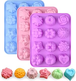 Sakolla 3 Pack Flower Soap Molds, 12 Cavities Different Shapes Silicone ...