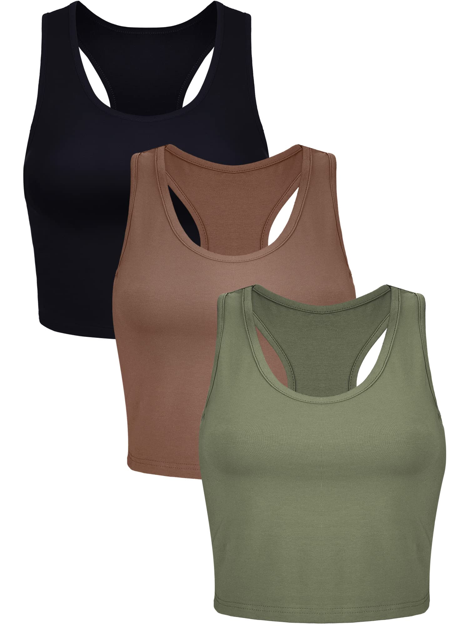 3 Pieces Crop Tops for Women Workout Tops Basic Cropped Tank Tops Sleeveless Racerback Sports Gym Crop Tank