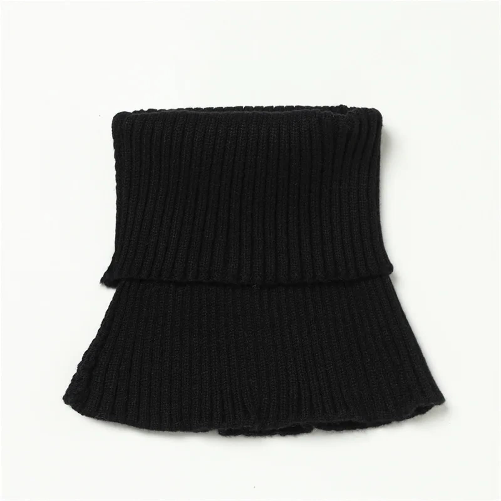 Bufanda de punto cálido para mujer, cuello alto, cuello falso, desmontable, bufanda cálida para invierno, resistente al viento, bufanda con volantes