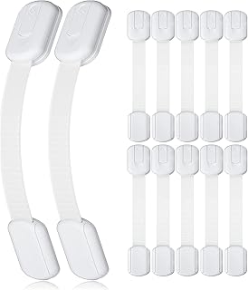 Child Safety Strap Locks 10-Pack: Child Safety Locks for Cabinets Ovens Cupboards Toilet Seats, Adjustable Child Proof Baby Cabinet Safety Latches, Drawer Locks, Freezer Door Latches