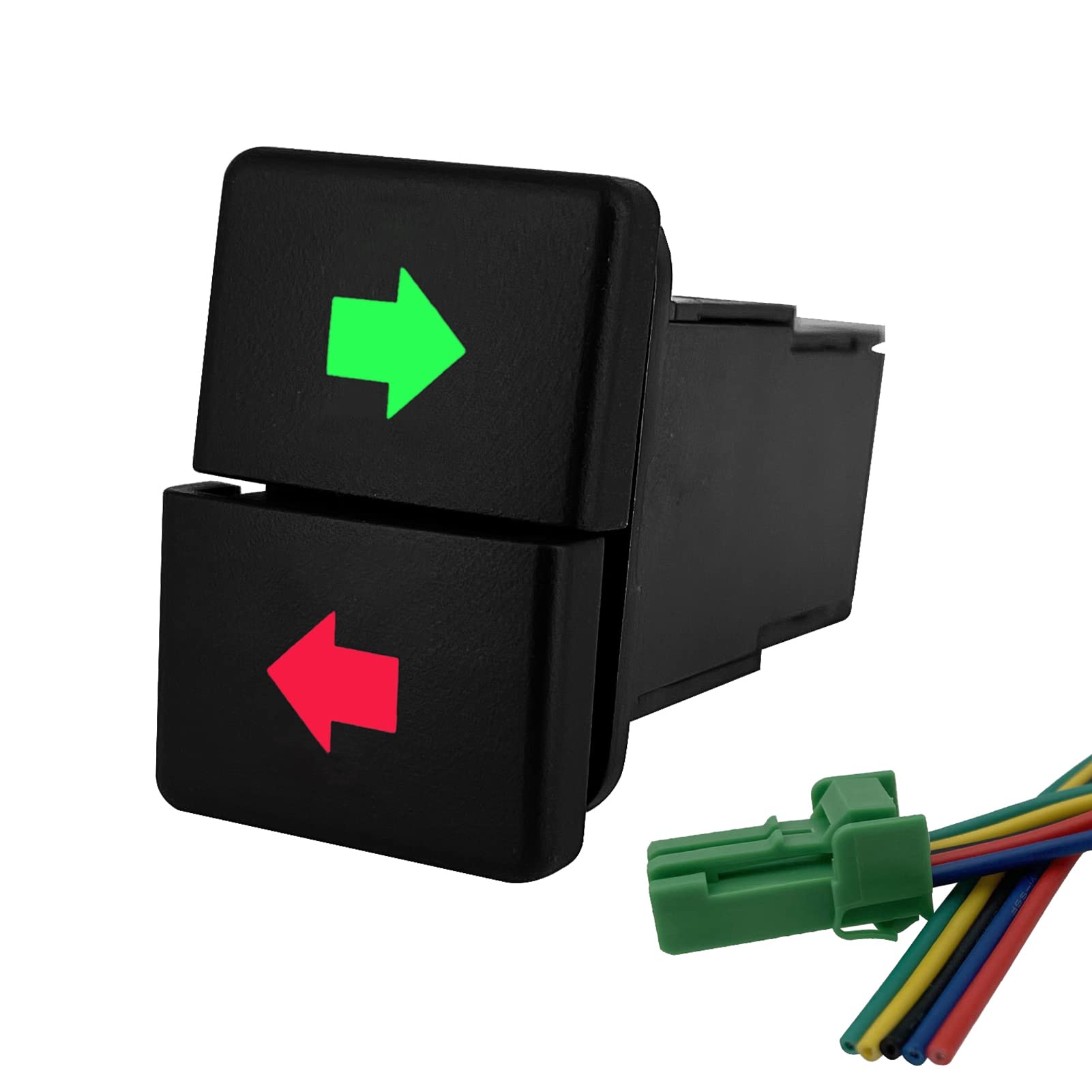 Turn Signal Push Button Switch Red & Green Led Backlit On-Off Push Switch for Toyota 4Runner Prado FJ Cruiser 3Amp/12V 33mm X 22mm