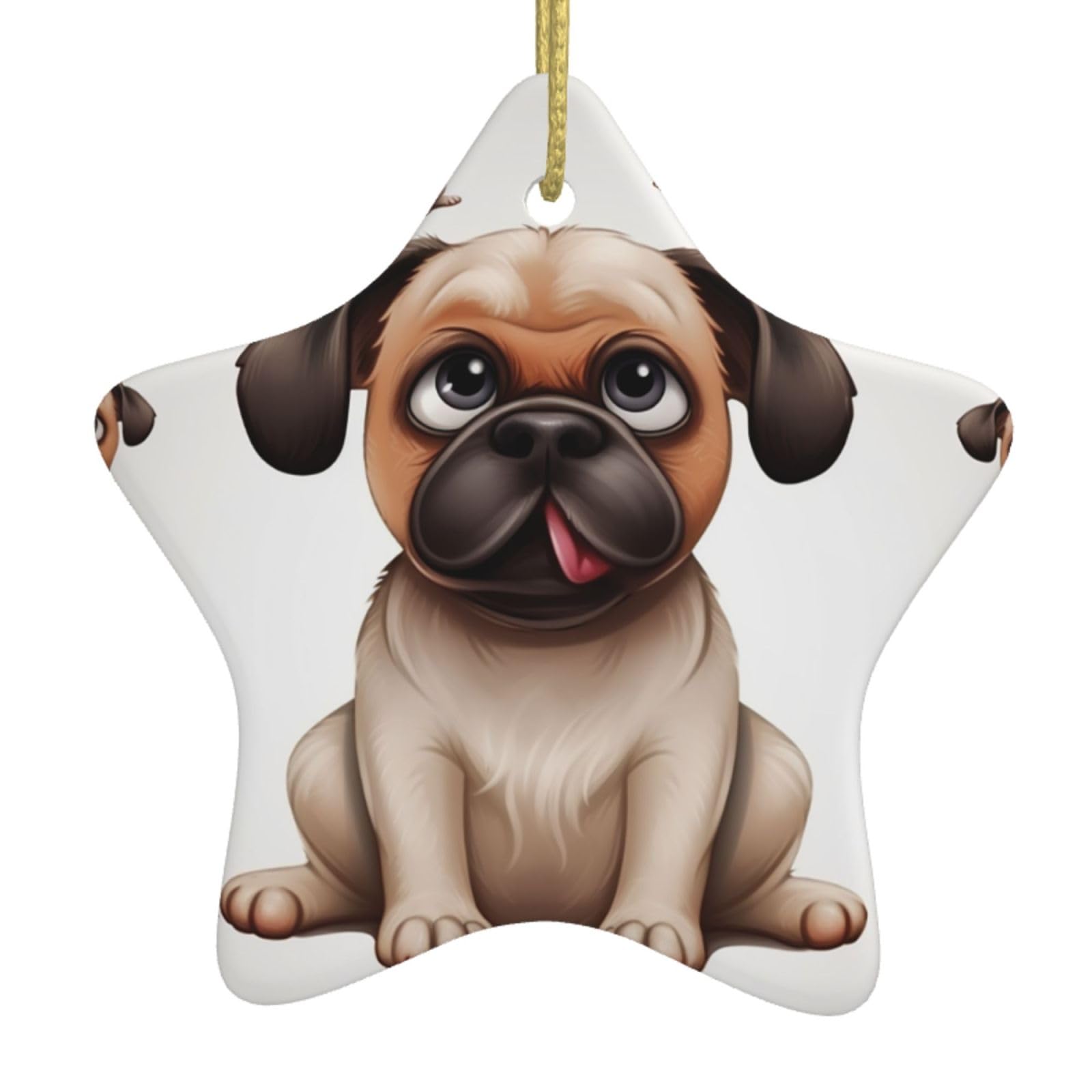 Cartoon Pug Christmas Decorations, Star Shaped Ceramic Christmas Decorations, Christmas Tree Decoration Hanging, Family Gathering Festive Decorations
