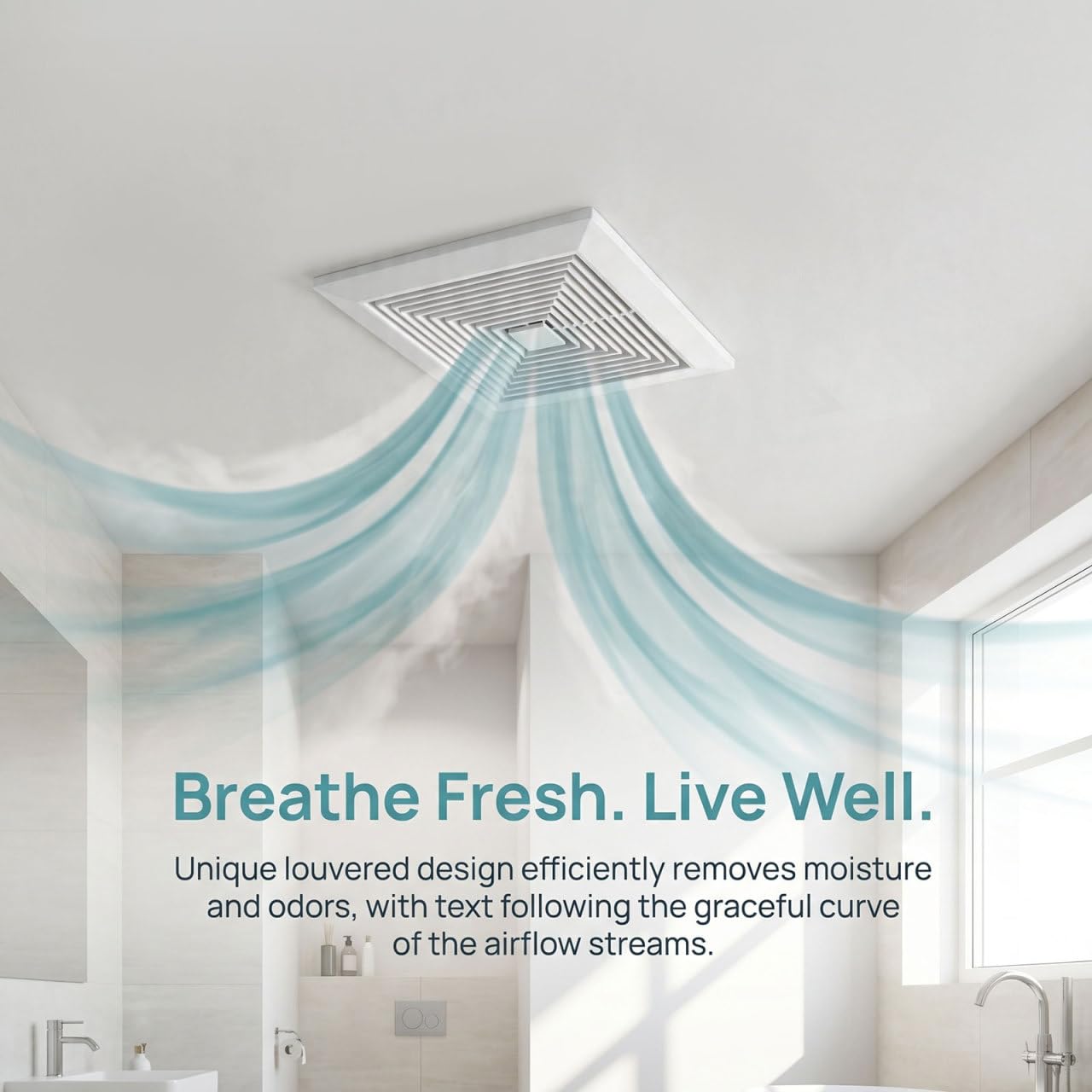 TEHAUX 14 x 14 inch Large Bathroom Exhaust Fan Cover, Ceiling Vent Grille Replacement with Metal Springs, Easy Install Air Ventilation Duct Cover for Home & Office - 4