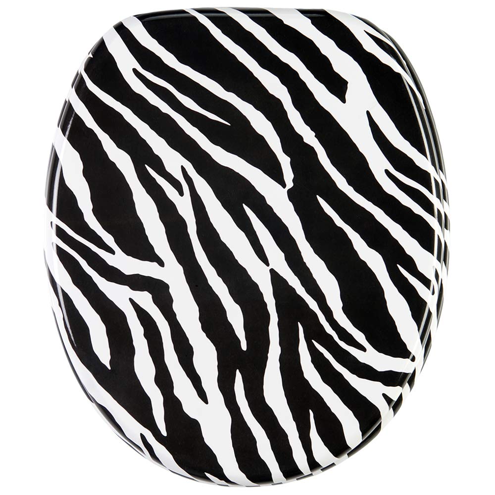 Sanilo Zebra Soft Close Toilet Seat With Quick Release, Toilet Lid Detachable At The Press Of A Button, Easy Installation From Above (Zebra)