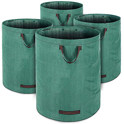 Sac de jardin déchets vert 4x280L max. 50kg par sac robuste lavable sac de déchets ordures gazon feuilles sac déchets végétaux Cover