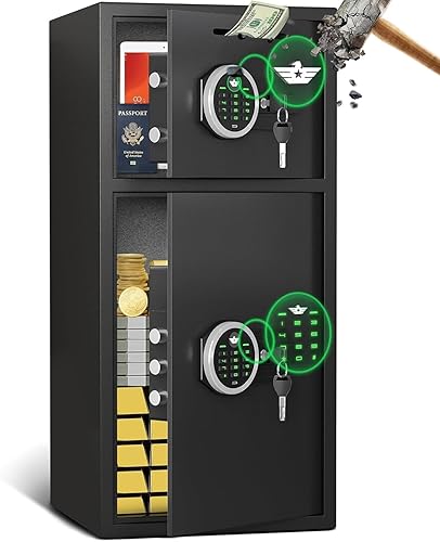 Miniatura 12 de Caja fuerte grande de 7.0 pies cúbicos, impermeable, resistente al fuego, con función de silencio y luz LED, teclado digital, caja fuerte para el
