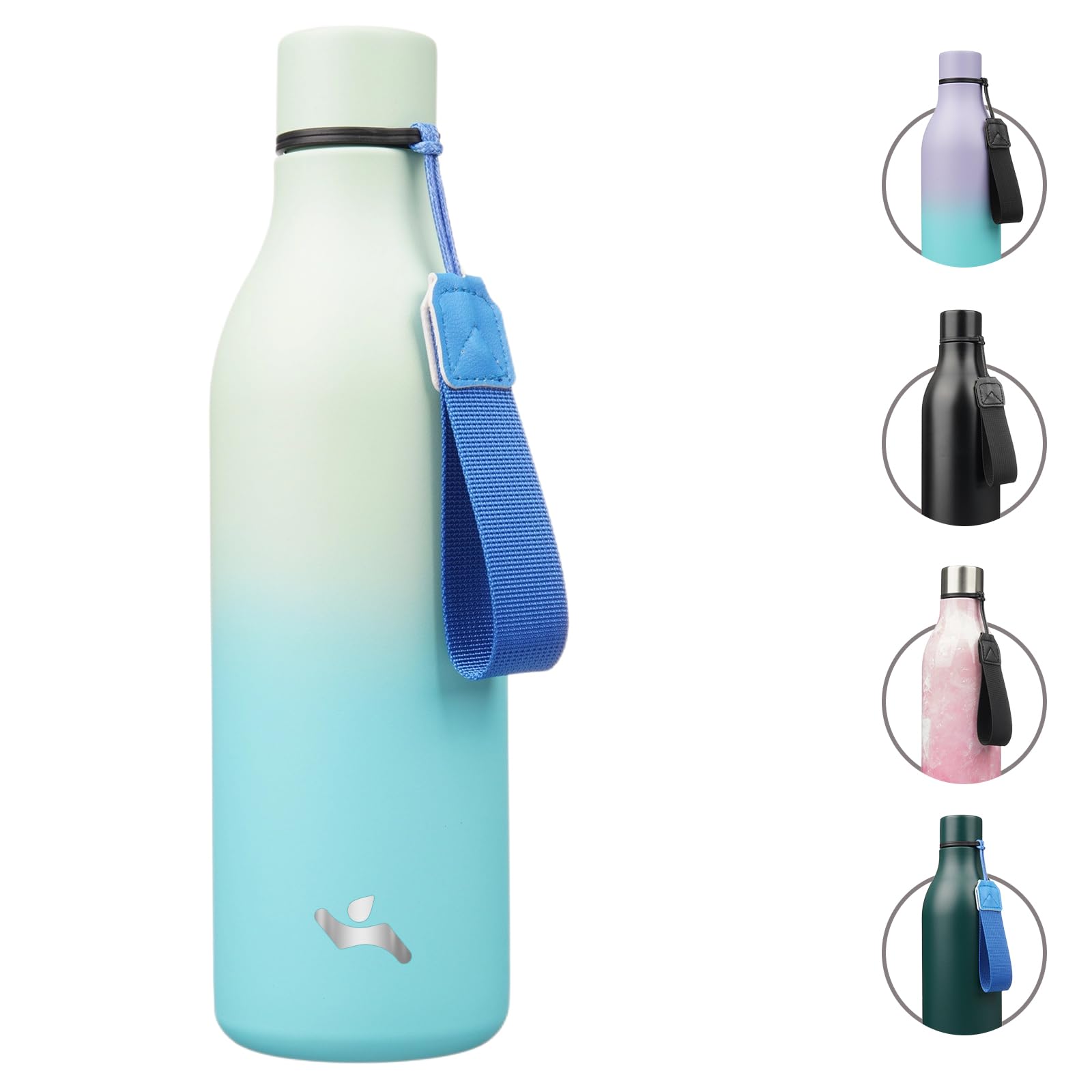 Konokyo 25 oz Insulated Stainless Steel Metal Water Bottle with Strap | BPA-free, leak-proof, dishwasher-safe reusable bottle with strap for gym, school, hiking, outdoor travel &amp; hydration
