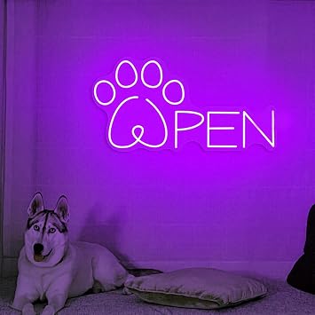 Open Paw Neon Sign Paw Open LED Sign Dog Paw Led Light Pet Neon Light Animal Room Wall Art Pet Shop Decor Pet Service Sign Pet Spa LED Light