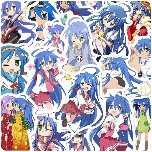 50Pcs Anime Stationery Stickers Lucky Star Sticker Stationery Cute Student Cartoon Waterproof Graffiti Decorate