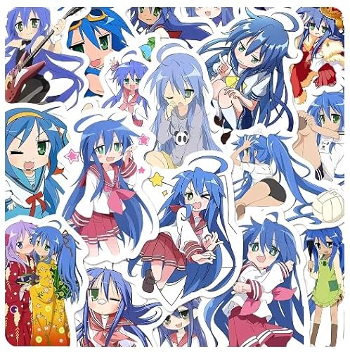 50Pcs Anime Stationery Stickers Lucky Star Sticker Stationery Cute Student Cartoon Waterproof Graffiti Decorate