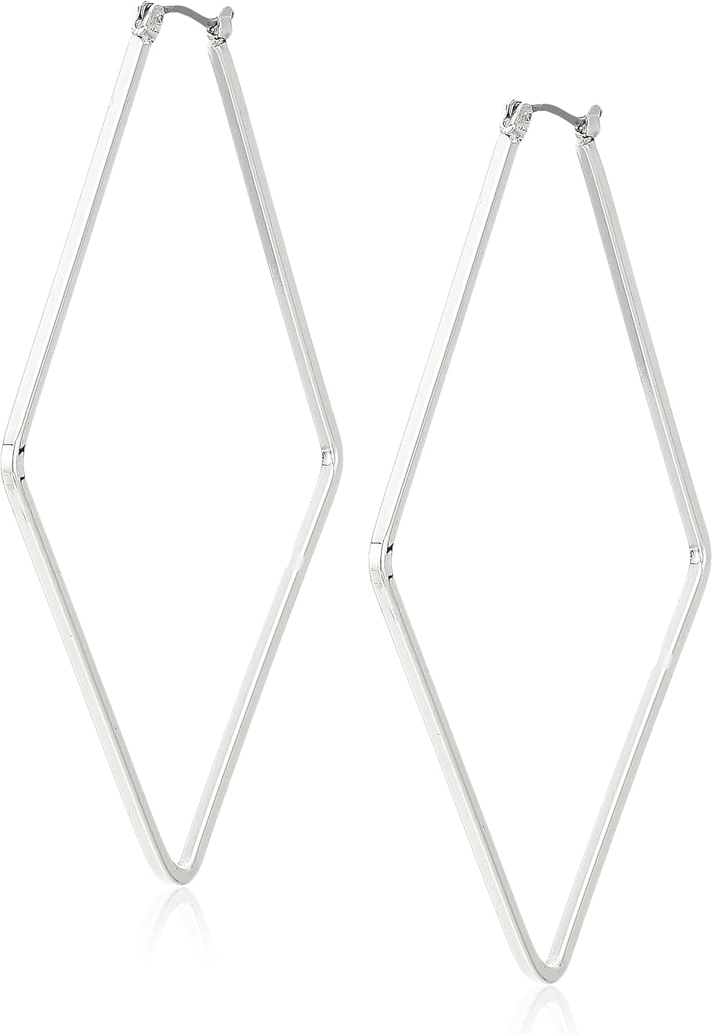 Nine West Women's Square Clicktop Hoop Earrings Silver Tone