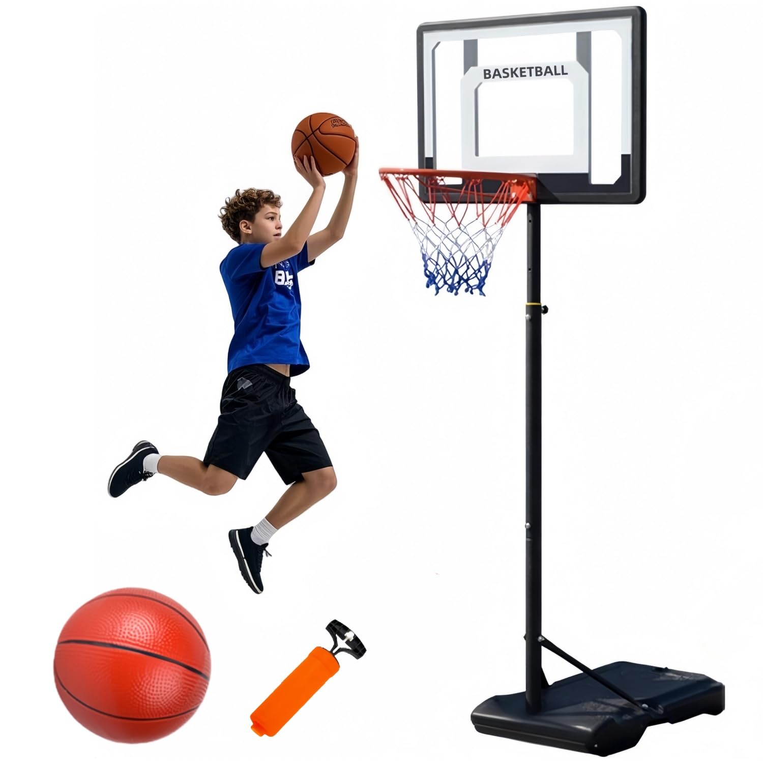 Basketballkorb Outdoor Kinder mit Basketball und Luftpumpe, 148-250cm Einstellbare Höhe, Der Beste Basketballkorb Outdoor Für Kinder von 6-12 Jahren