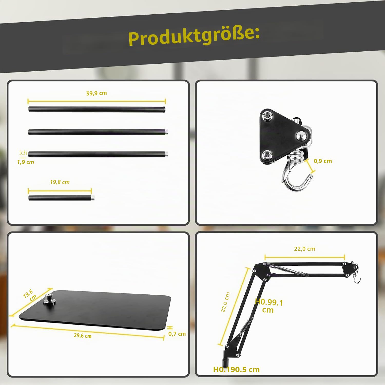 GlowUp Reptilien Lampenständer Verstellbarer, Wärmelampenständer Höhe 40-140 cm, 360° Drehung Reptilien Lampenhalter mit Sockel Terrarium Lichtständer für Schildkröten Spinne (Ohne Lampen)