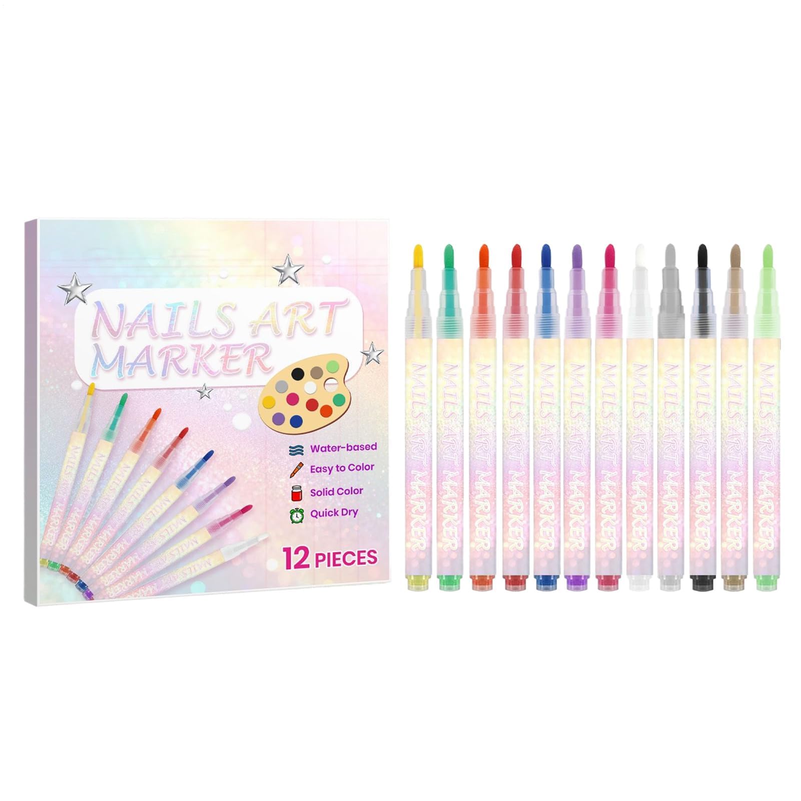 Muiltvoe Nail Graffiti Pens – 12-Color Gel Markers, Artistic Painting Drawing Dotting Tools | Perfect for Wife Girlfriend Mother Family Youth Friends Christmas New Year Home Manicure Creative Art