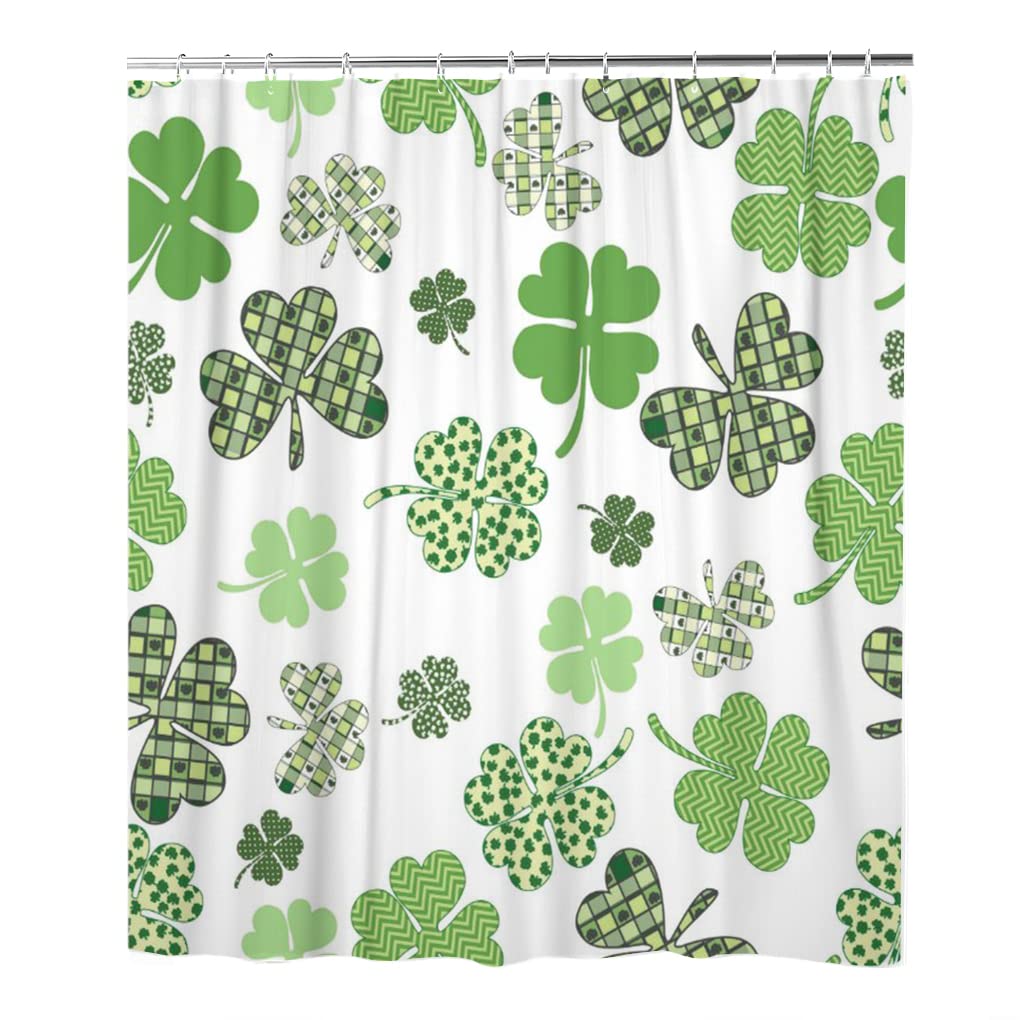 LOKMUShower Curtain St Patricks Day Owls Waterproof Machine Washable Fabric Bathroom Decor Bath Curtains with Hooks 72 x 72 Inches