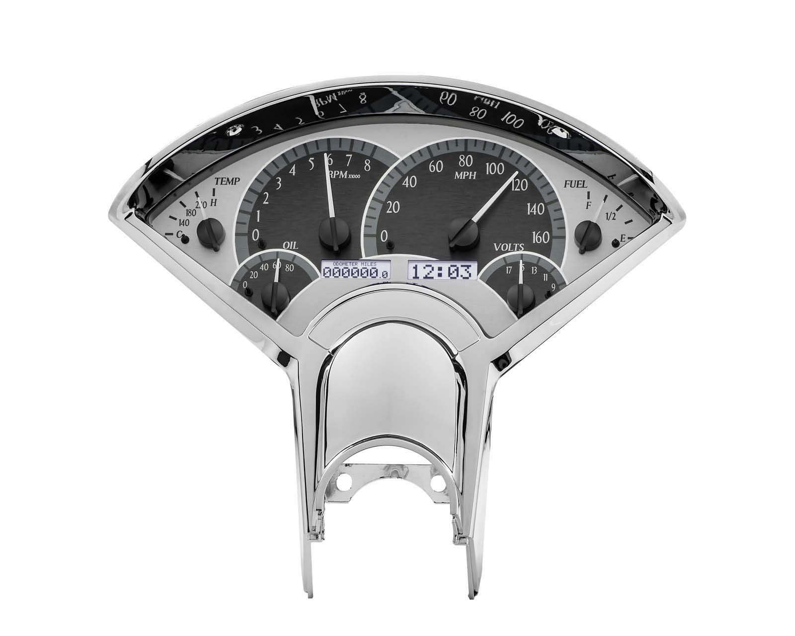 Dakota Digital 55 56 Chevy Car Analog Dash Gauges Silver Alloy White VHX-55C-S-W