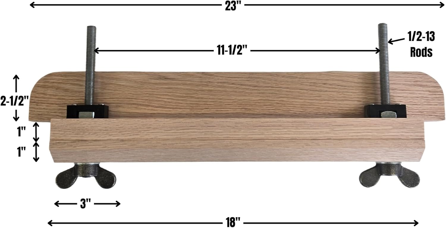 Taytools L-Shaped Improved Mid-Size Moxon Vise Kits - Available with 8" or 10" Rods - Includes Hardware & Red Oak Jaws & Base (8")