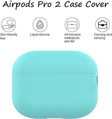 Miniatura 3 de Funda de silicona compatible con Airpods Pro 2 Ultrathin 0.059 in de grosor, funda protectora LED frontal visible (verde menta)