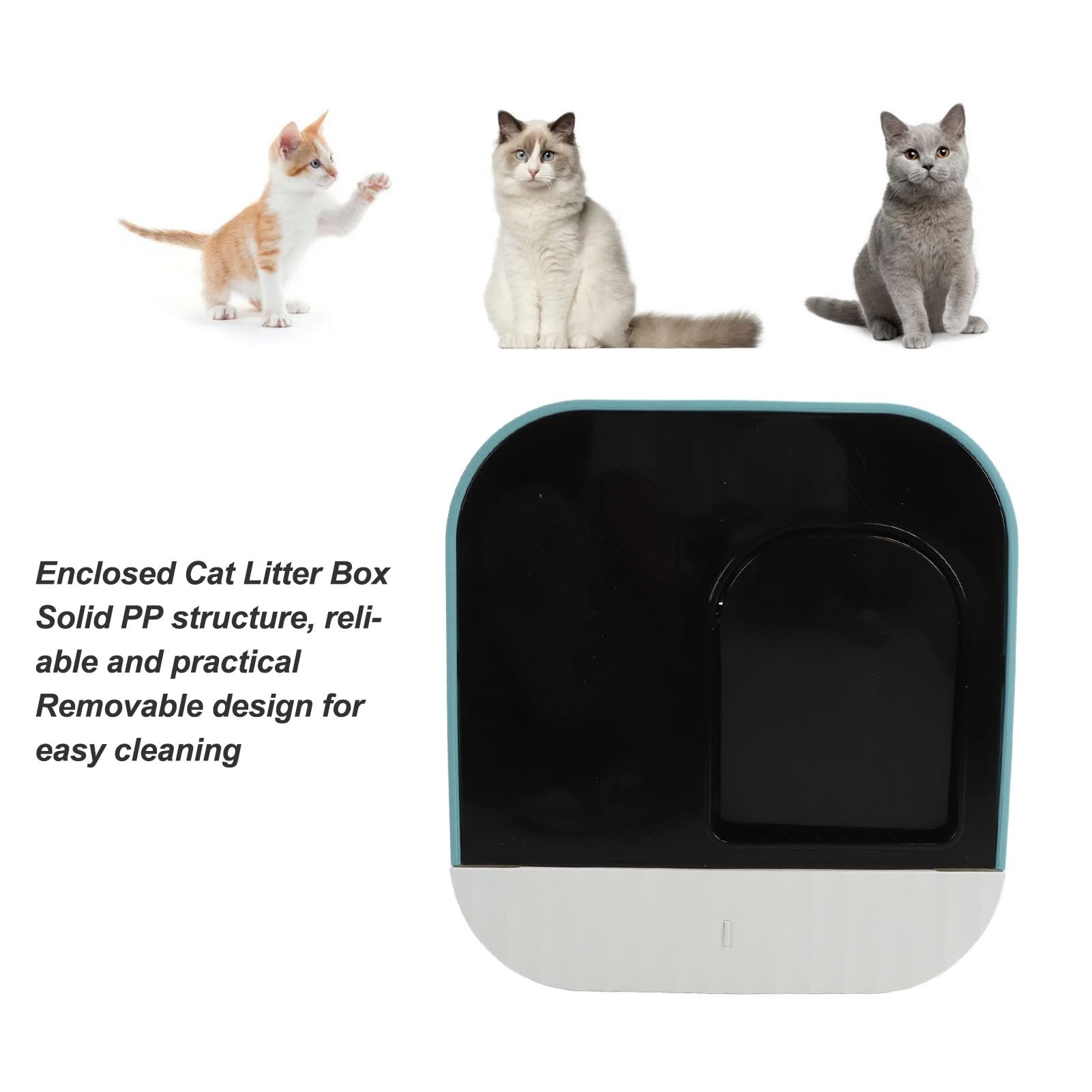 Lettiera per gatti chiusa, grande WC con cappuccio, a doppio ingresso e carbone attivo per il controllo degli odori, include paletta per una facile pulizia (blu)