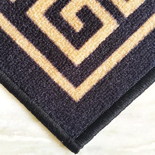 Image of Matz&More Anti Slip Runner Floormat, 50x120cm, Carpet for Bathroom, Bedside, Hallway, Living Room Dining Room, Greek Black Gold, Single Line