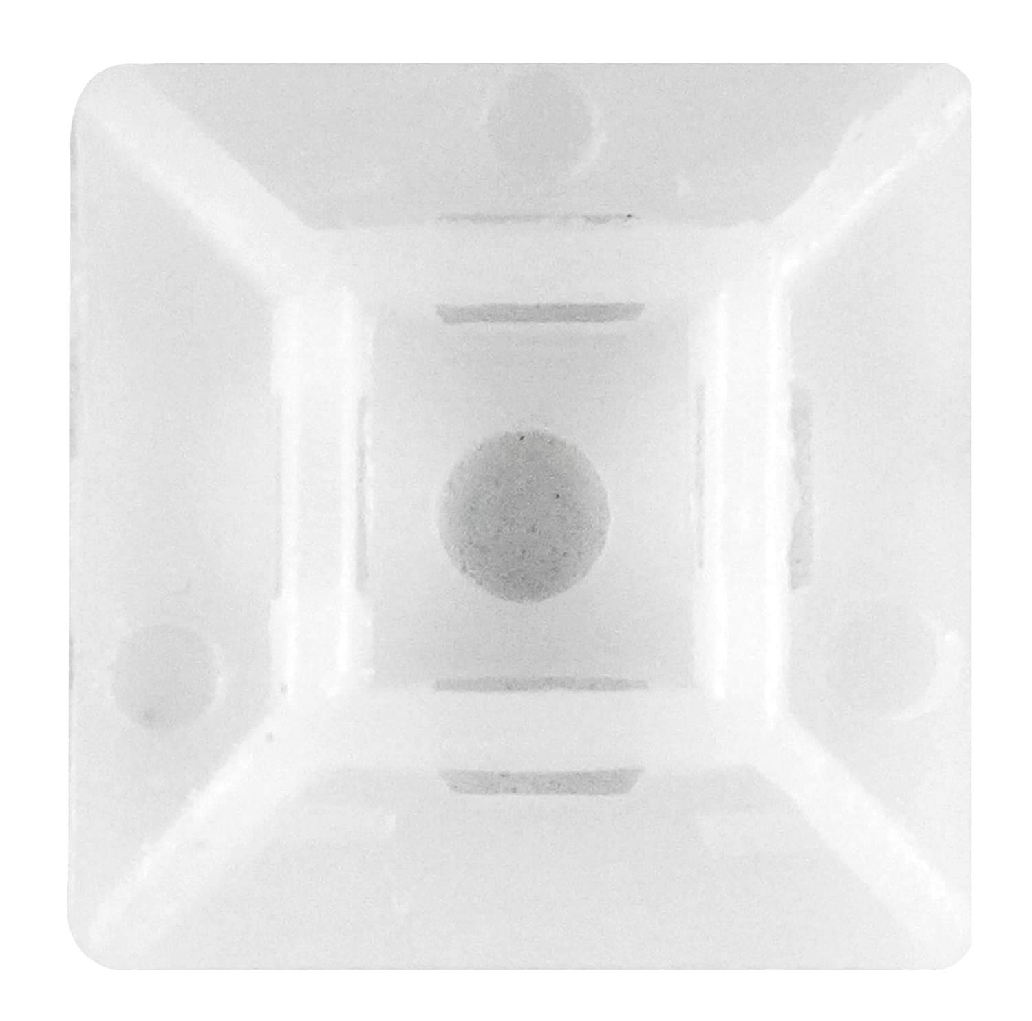 Nylon Cable Tie Mounts | Self-Adhesive or Screw-On | Ideal for Cable Management, Wire Organization, and Home or Office Use (White, 25 X 25 mm) - 100 pcs/Pack