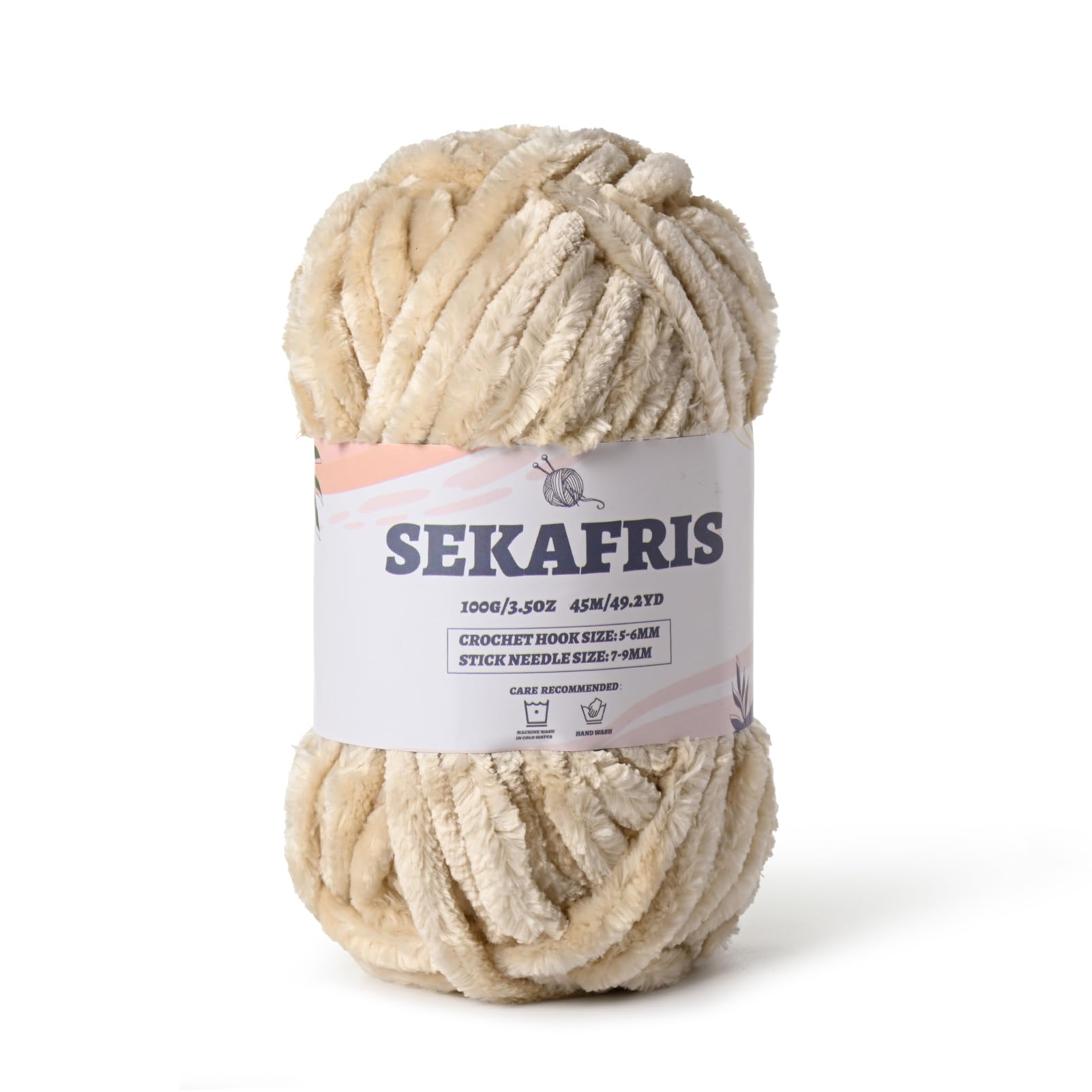 Chenille Velvet Soft Yarn Beige 1 Pack