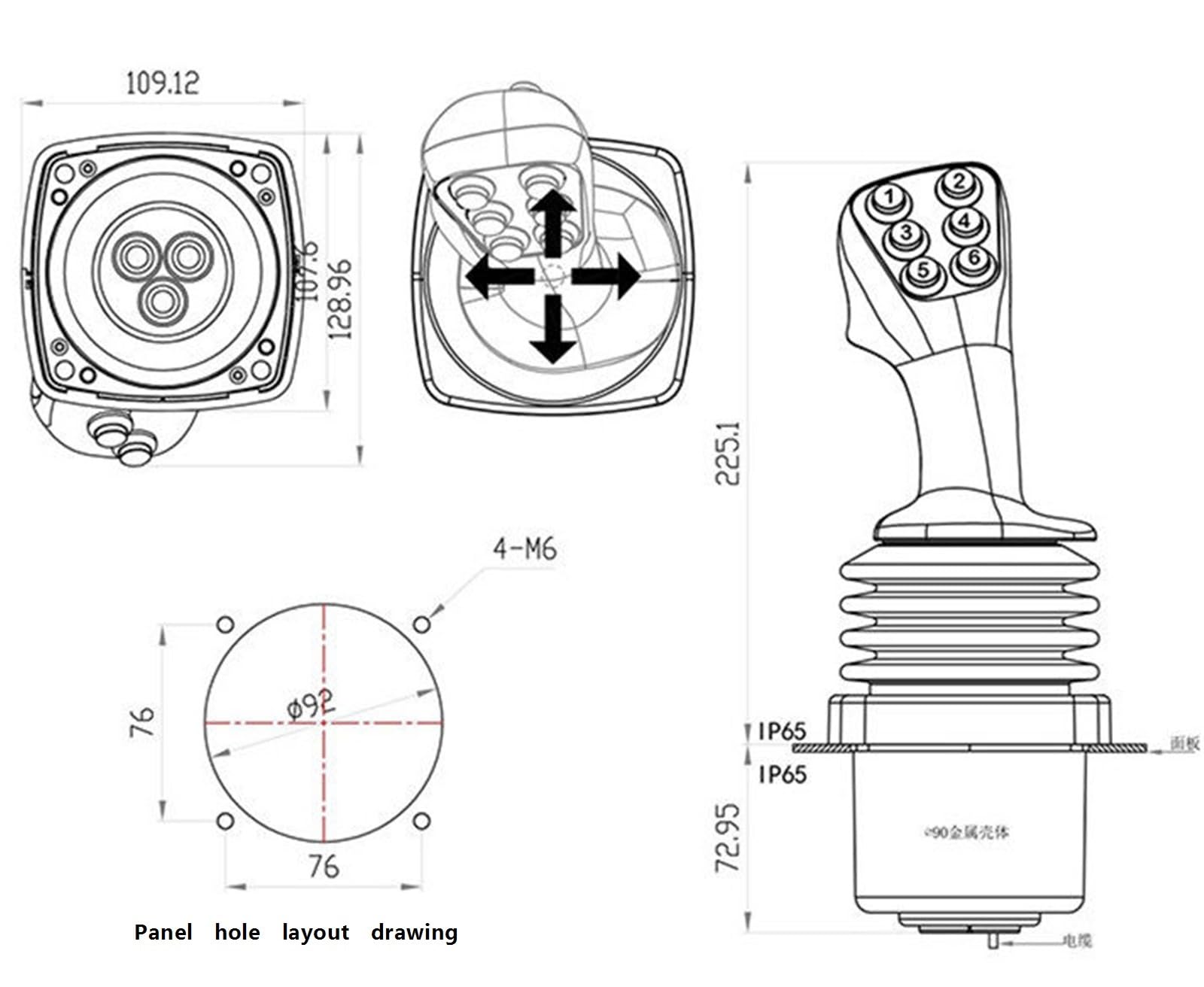NGTFDCP Manette Joystick, 82A87 Industriel, Poignée Spéciale Pour Bulldozers, Niveleuses Et Véhicules De Machines Construction pour la maison(DC 5V output 0-5V)
