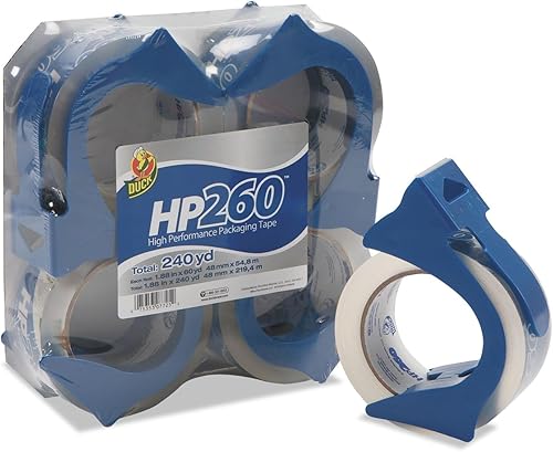 Miniatura 3 de Cinta de embalar de alto rendimiento con dispensador Duck, Transparente Paquete de 4
