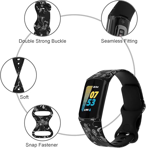 Miniatura 2 de honecumi Correa de repuesto para Fitbit Charge 6 para mujeresFitbit Charge 5, correa de reloj deportivo de silicona suave para Charge 6Charge 5 para