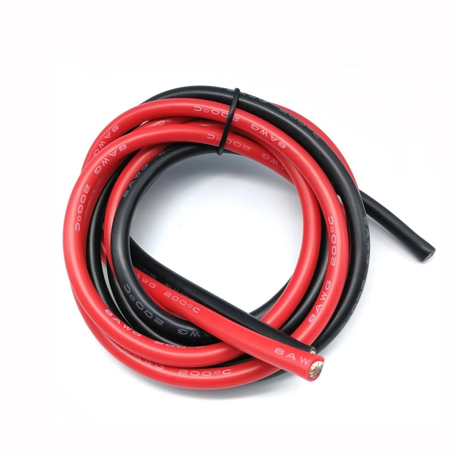 Outdoor Extension 8AWG Tinned Copper Primary Cables 8.4mm2 Soft Flexible Silicone Wire Black or Red Electrical Wire Solar sheathed(Color:Black,Size:4Meter)