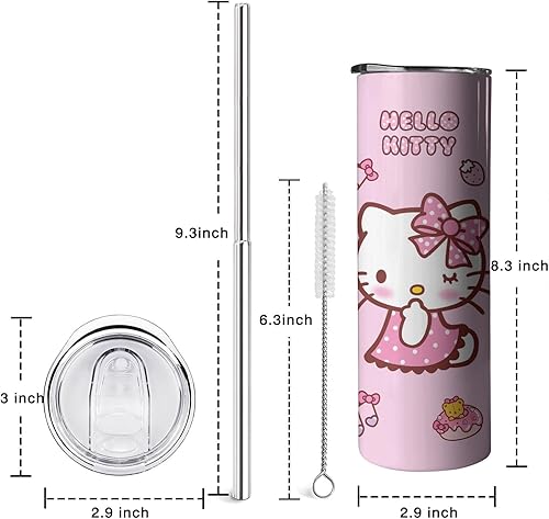 Miniatura 5 de Hurig Vaso de agua para adultos, botella de agua de doble pared para niños, taza de café rosa de 20 onzas, regalo para niñas y mujeres