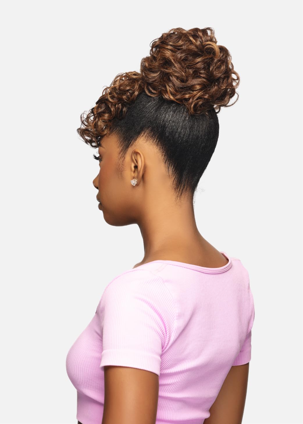 Vivica A. Fox Hair Collection BPB-PALMA, Bang & Bun, Wavy Bun w/Roller Set Side Bang (1B Off Black)