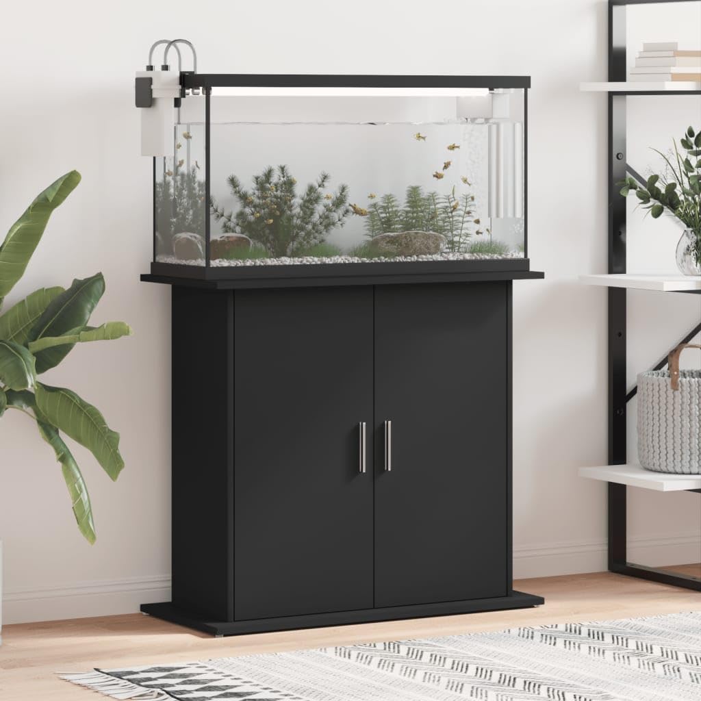 Support pour aquarium noir 81x36x73 cm bois d ingénierie